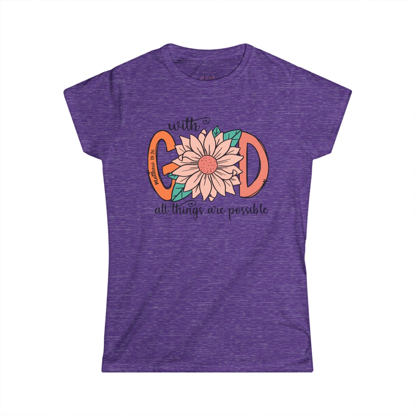 Women's Inspirational Tee - "With God All Things Are Possible" - Motivational Shirt for Faith, Spirituality, Gifts, Everyday Wear, [...]