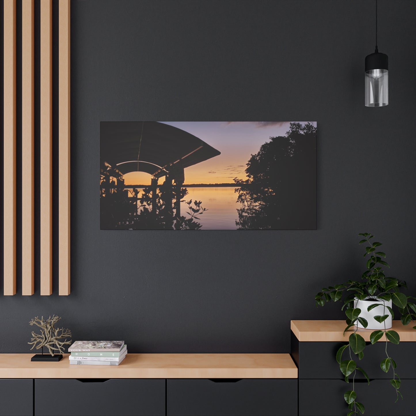 Serene and Vibrant Sunset on the River - Canvas Wal Art