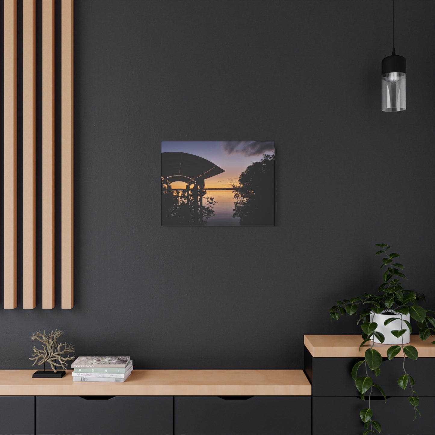 Serene and Vibrant Sunset on the River - Canvas Wal Art