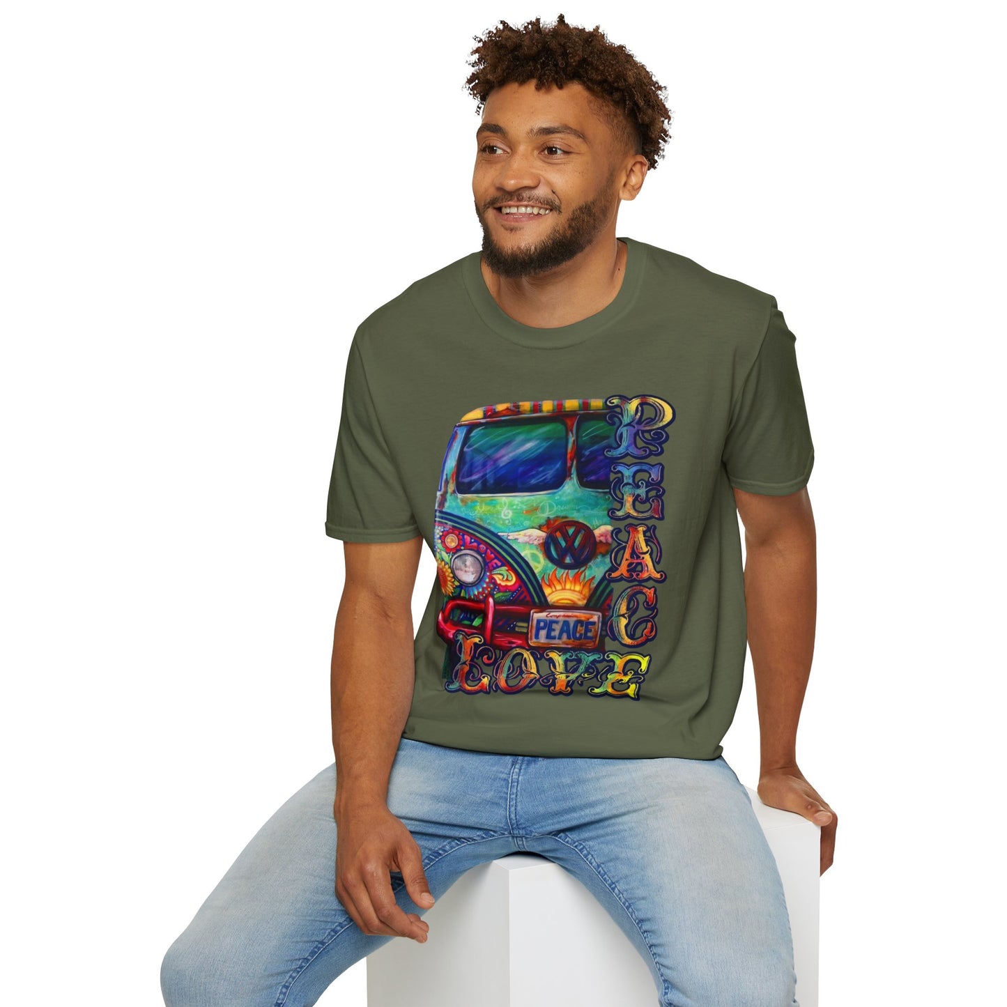 VW Groovy Peace & Love Retro Festival Shirt Tie-Dye T-Shirt
