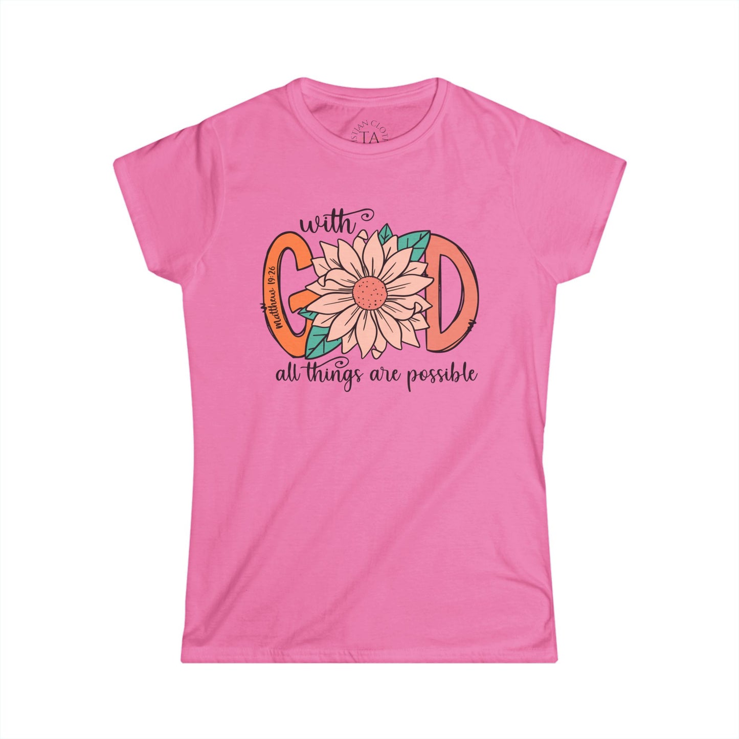 Women's Inspirational Tee - "With God All Things Are Possible" - Motivational Shirt for Faith, Spirituality, Gifts, Everyday Wear, [...]