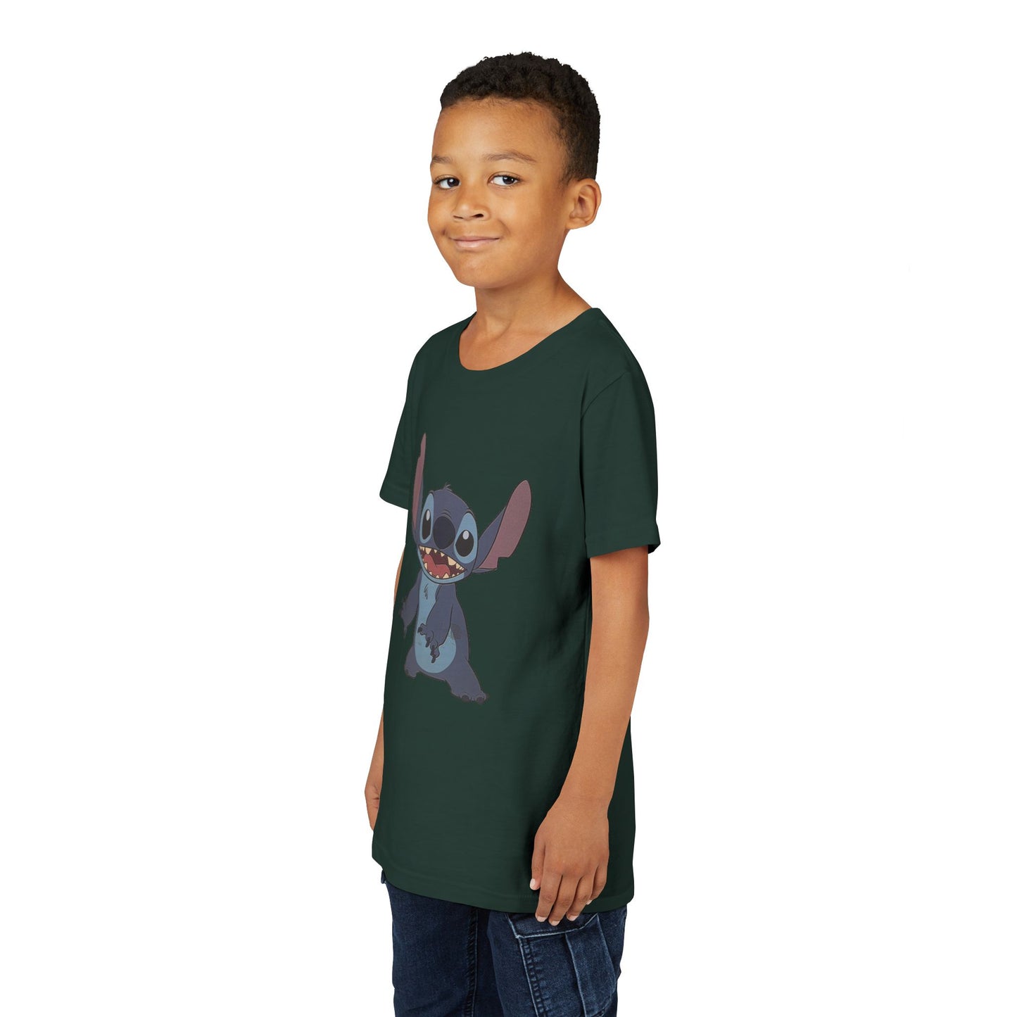 Kids Short Sleeve Tee with Stitch, Cute Kids Tee, Fun Gift for Boys & Girls, Birthday Gift, Summer Wear, Kids' Fashion