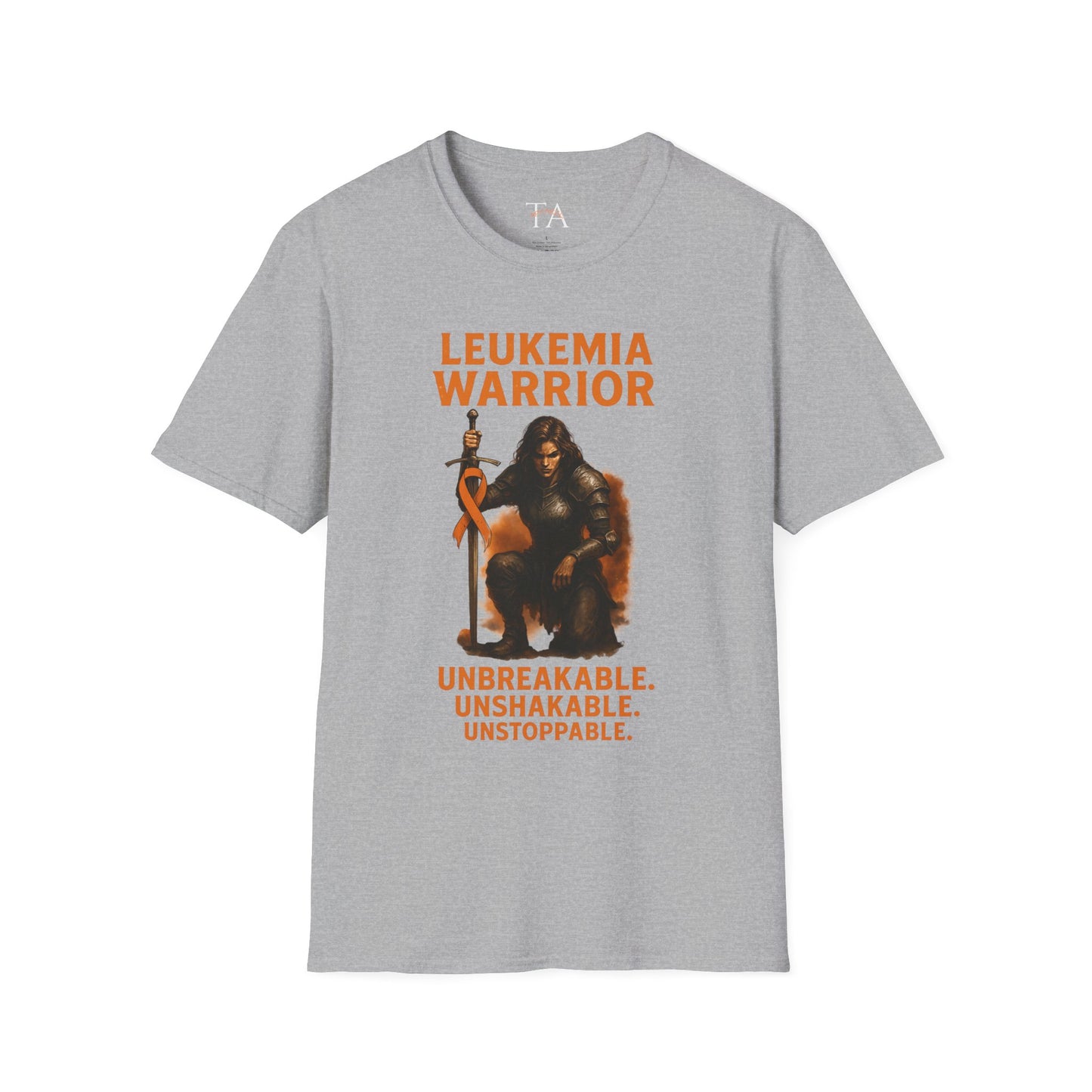 Leukemia Warrior T-Shirt - Unisex Softstyle Tee - Unbreakable, Unshakable, Unstoppable