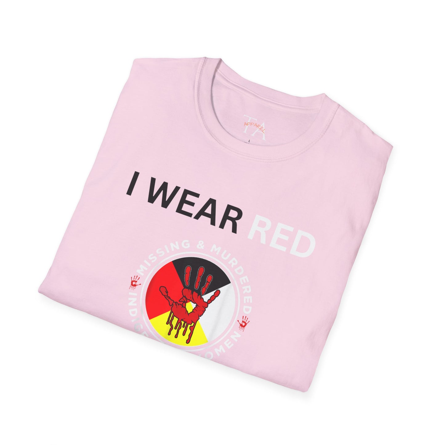 MMIW Unisex Softstyle T-Shirt with 'I Wear Red - MMIW' Design | Awareness Apparel, Indigenous Rights, Casual Wear, Statement Clothing, Gift Idea
