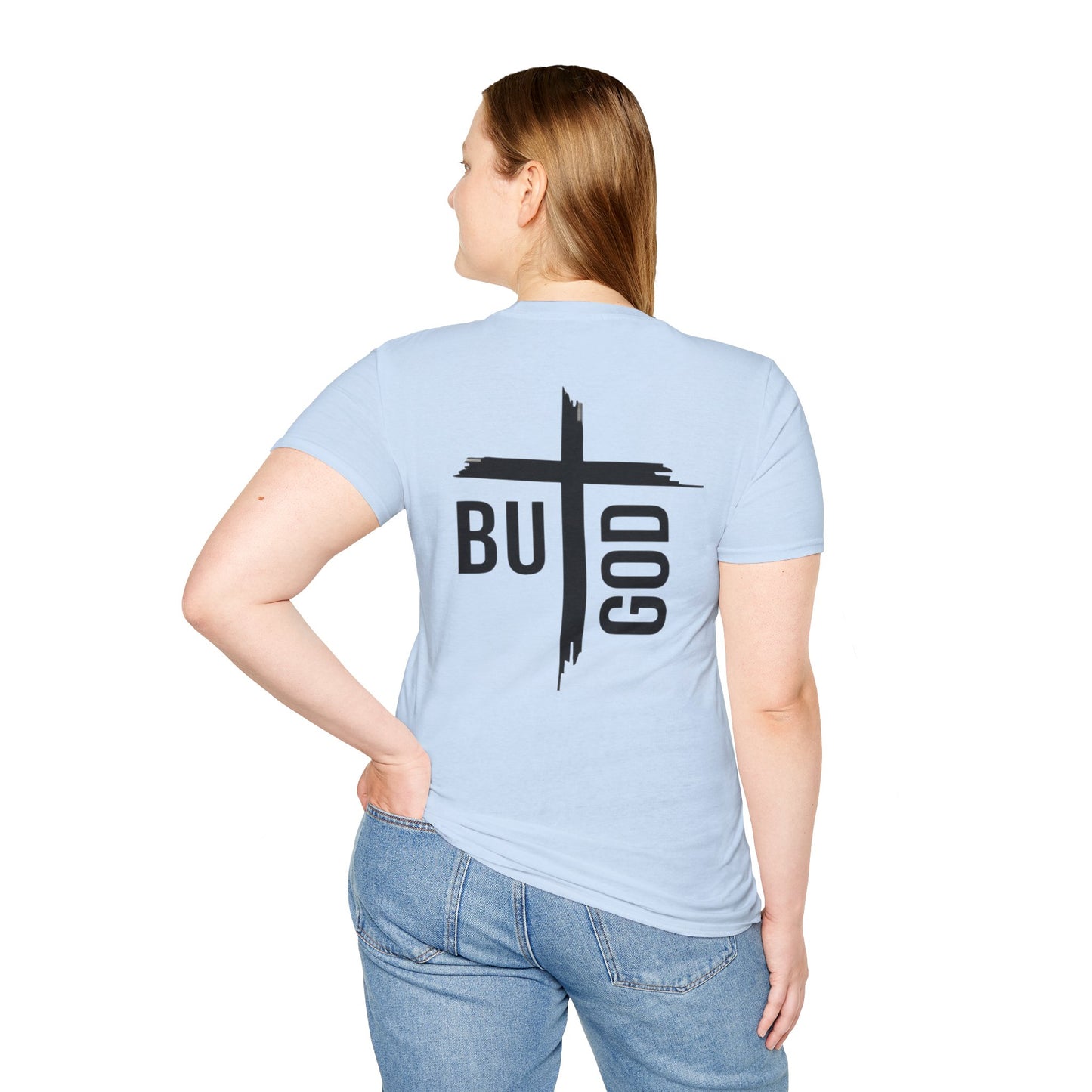 Faith Inspired Unisex Softstyle T-Shirt - 'BUT GOD' - Inspirational Gift for Believers