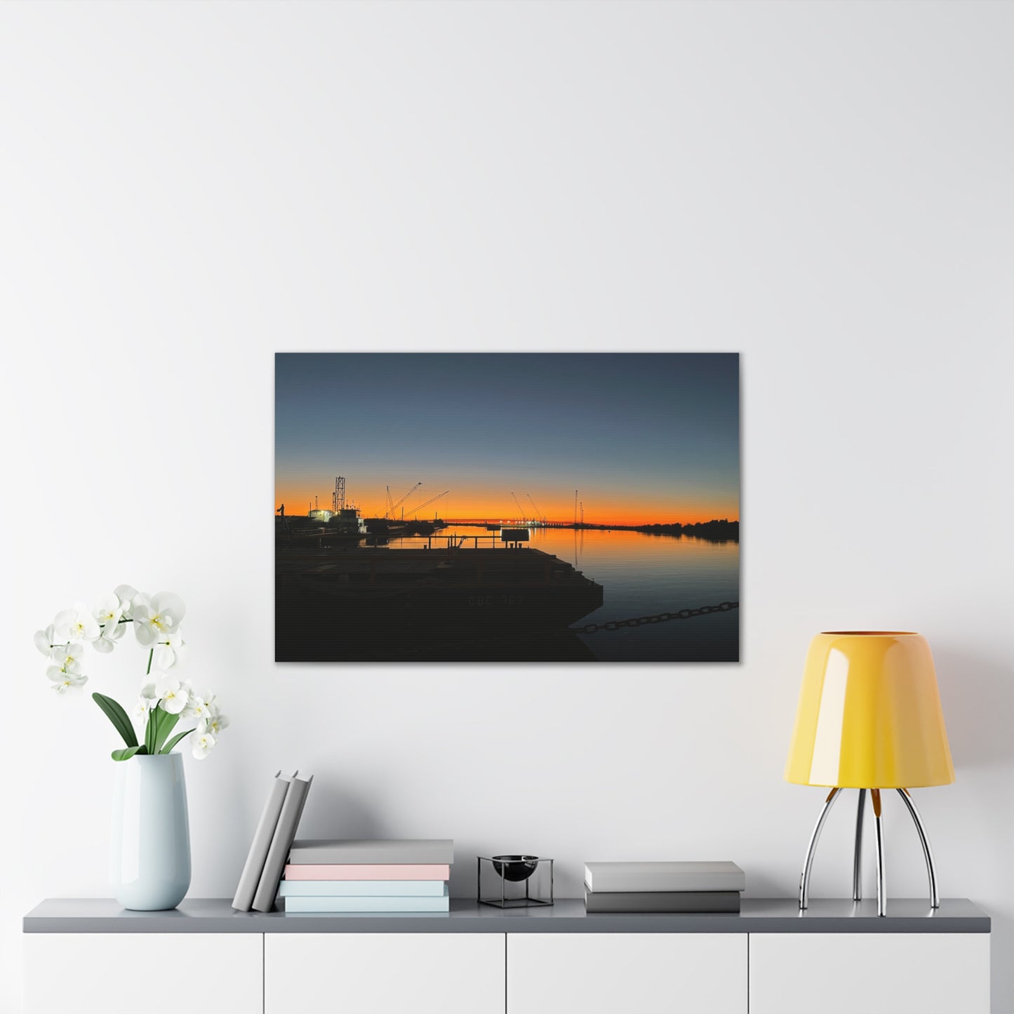 Sunset Harbor Canvas Wall Art — Stretched Canvas Print
