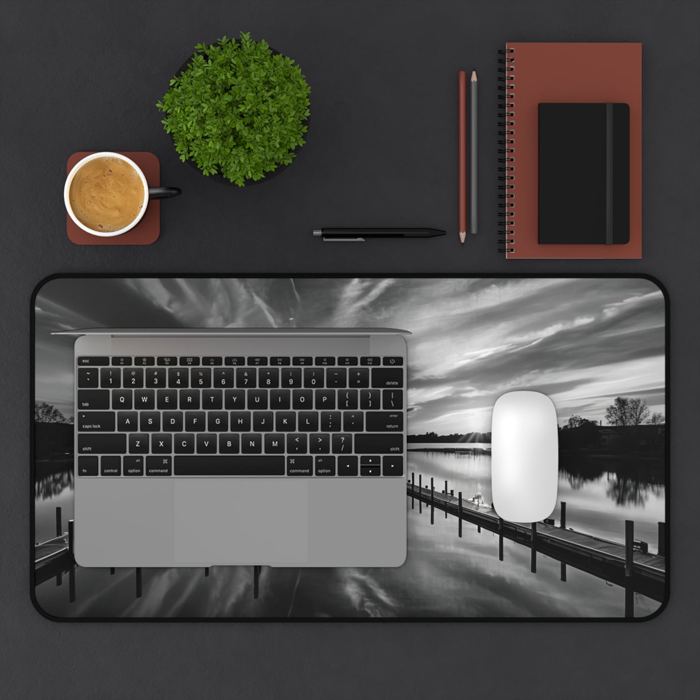 Desk Mat - Relaxing Sunset at the Boat Ramp