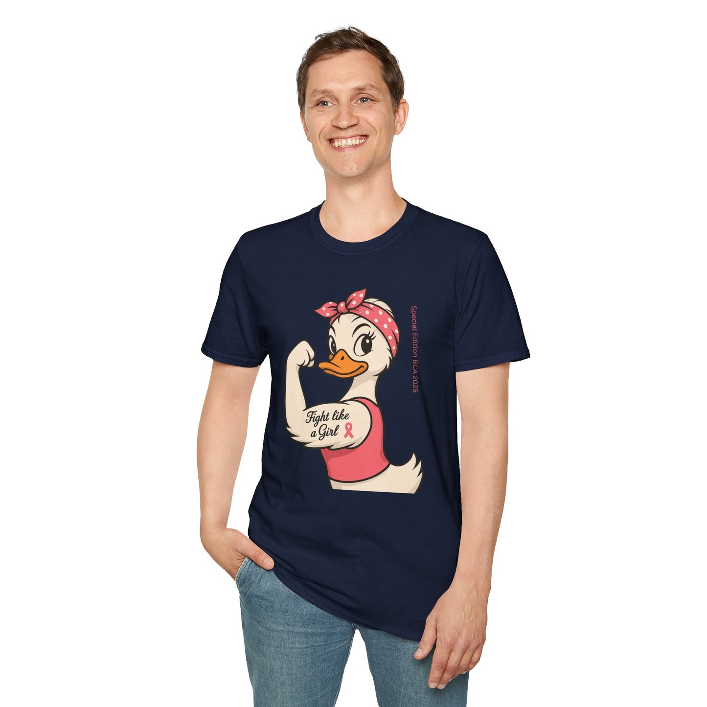 Breast Cancer Awareness Fight Like a Girl Duck T-Shirt, Rosie the Riveter Duck Empowerment Tee, Gift for Her, Feminist Apparel, Cute Graphic