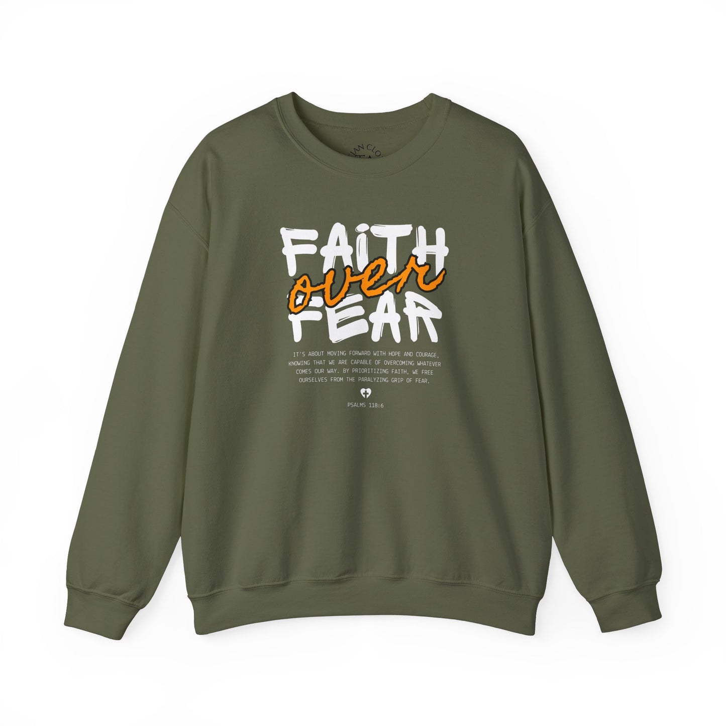 Faith Inspired Faith Over Fear Christian Sweatshirt, Inspirational Religious Apparel, Quality Design by My Son, Unisex Crewneck Jumper, Religious Gift,
