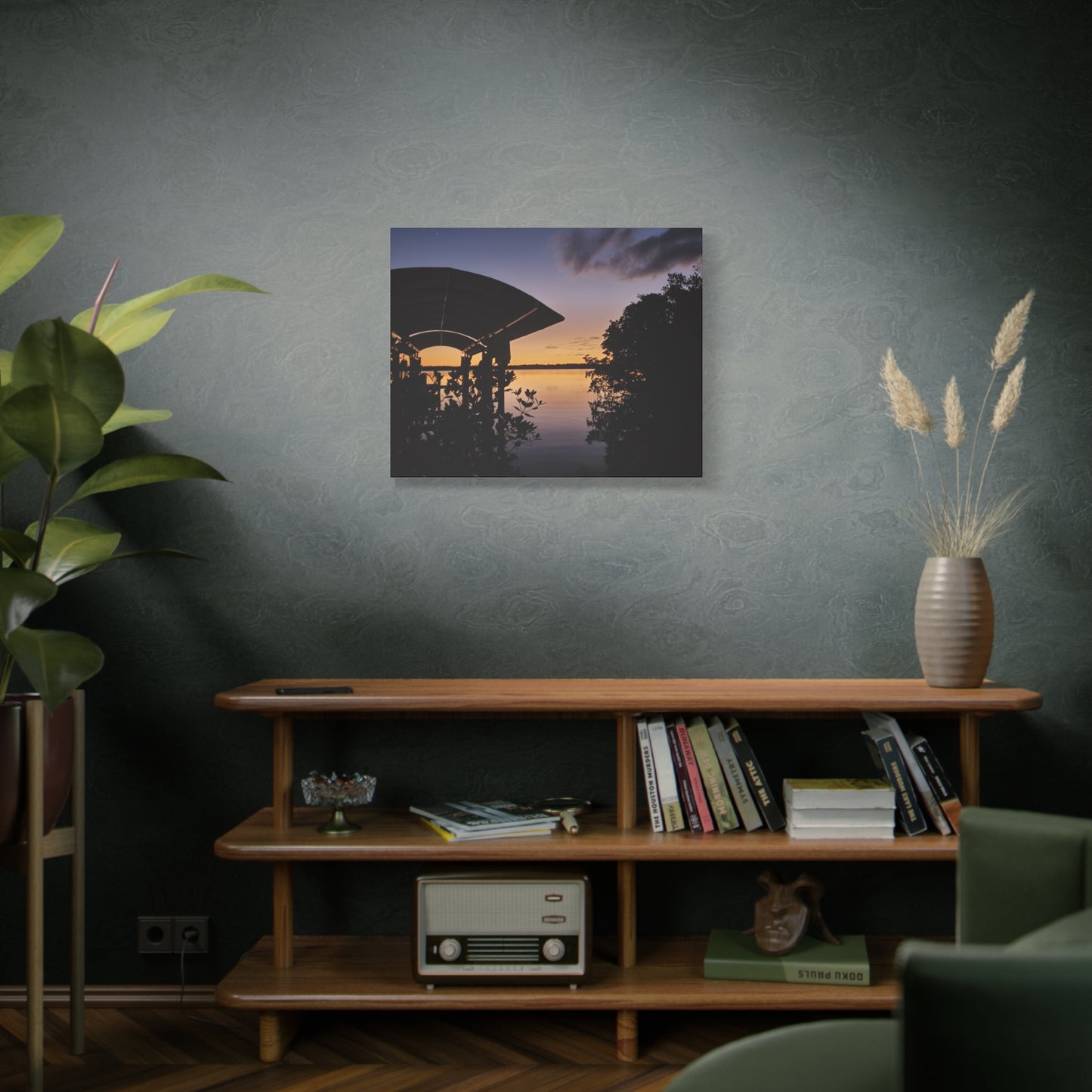 Serene and Vibrant Sunset on the River - Canvas Wal Art