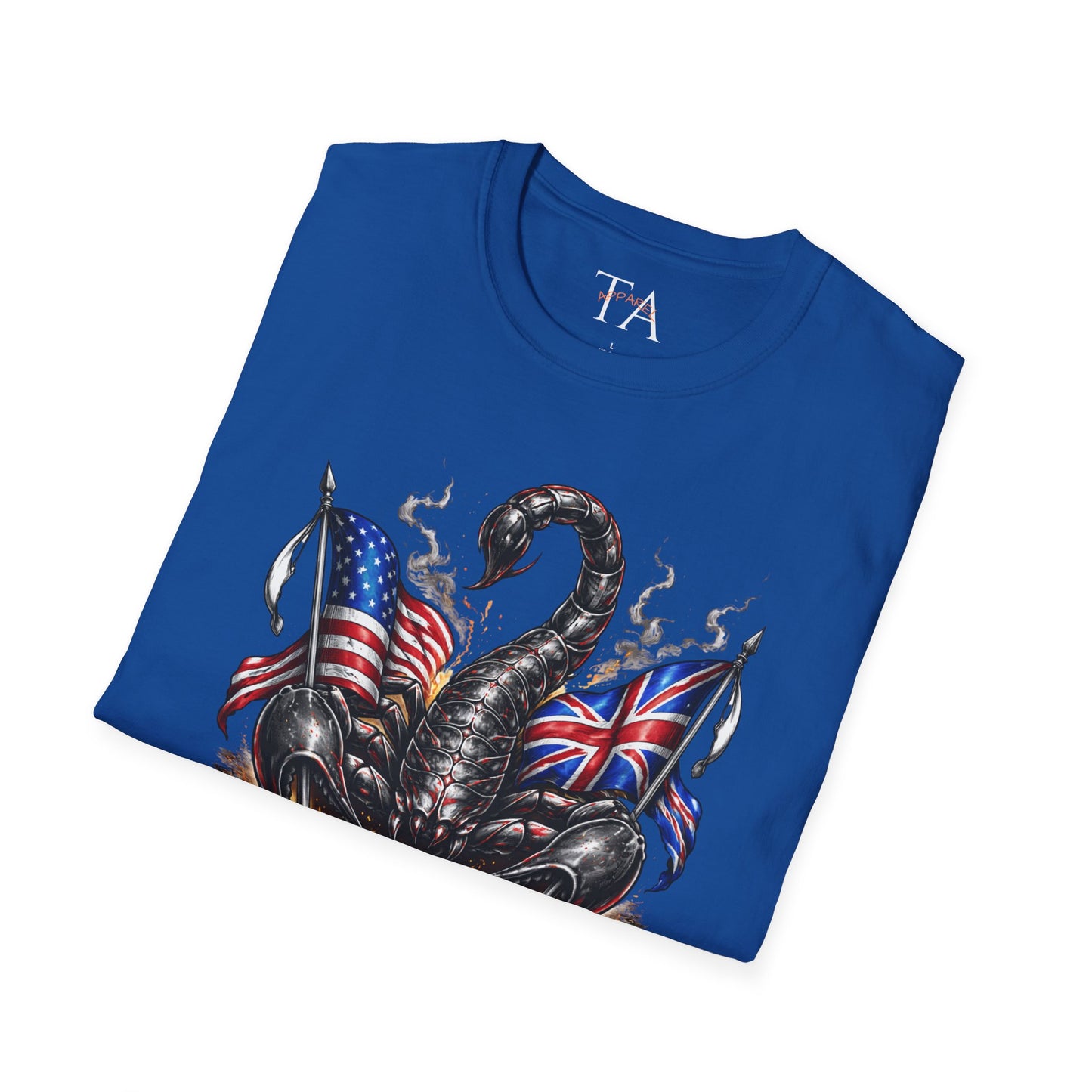 Scorpion design with US UK Flags T-Shirt | Patriotic Skull Tee