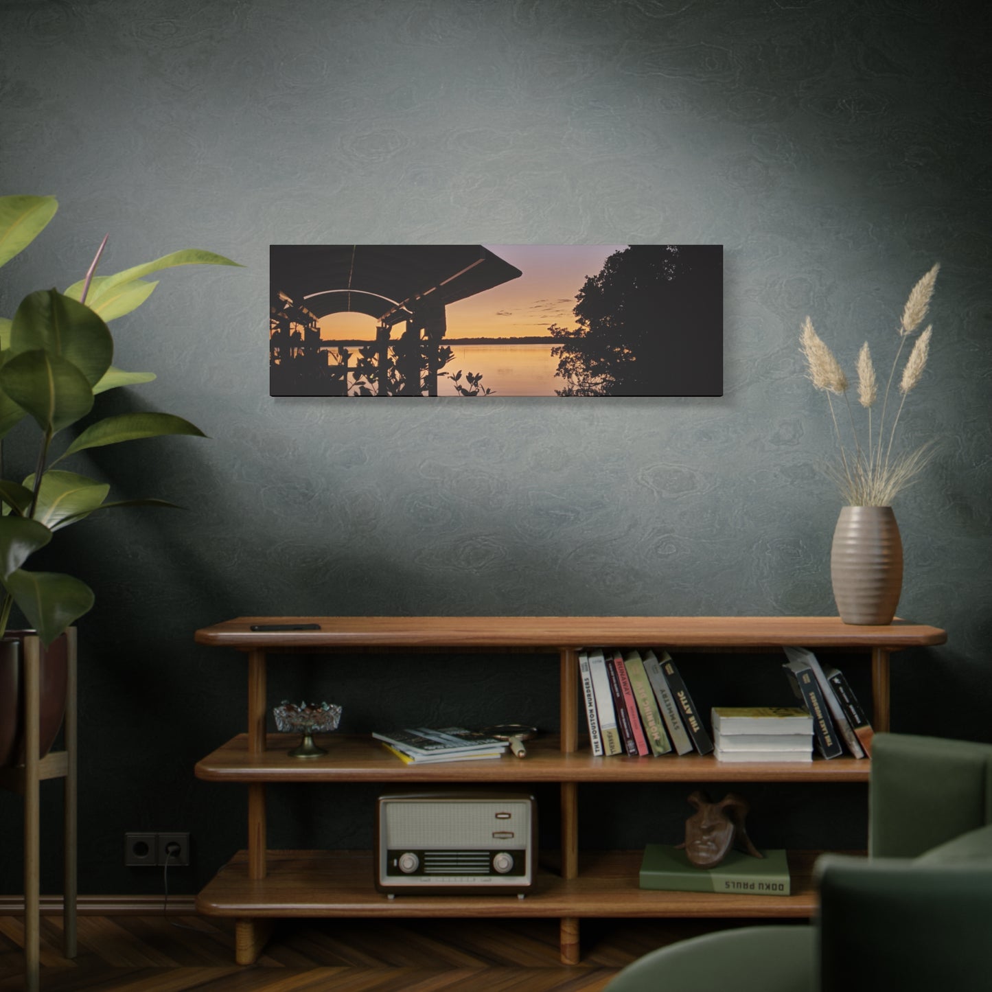 Serene and Vibrant Sunset on the River - Canvas Wal Art