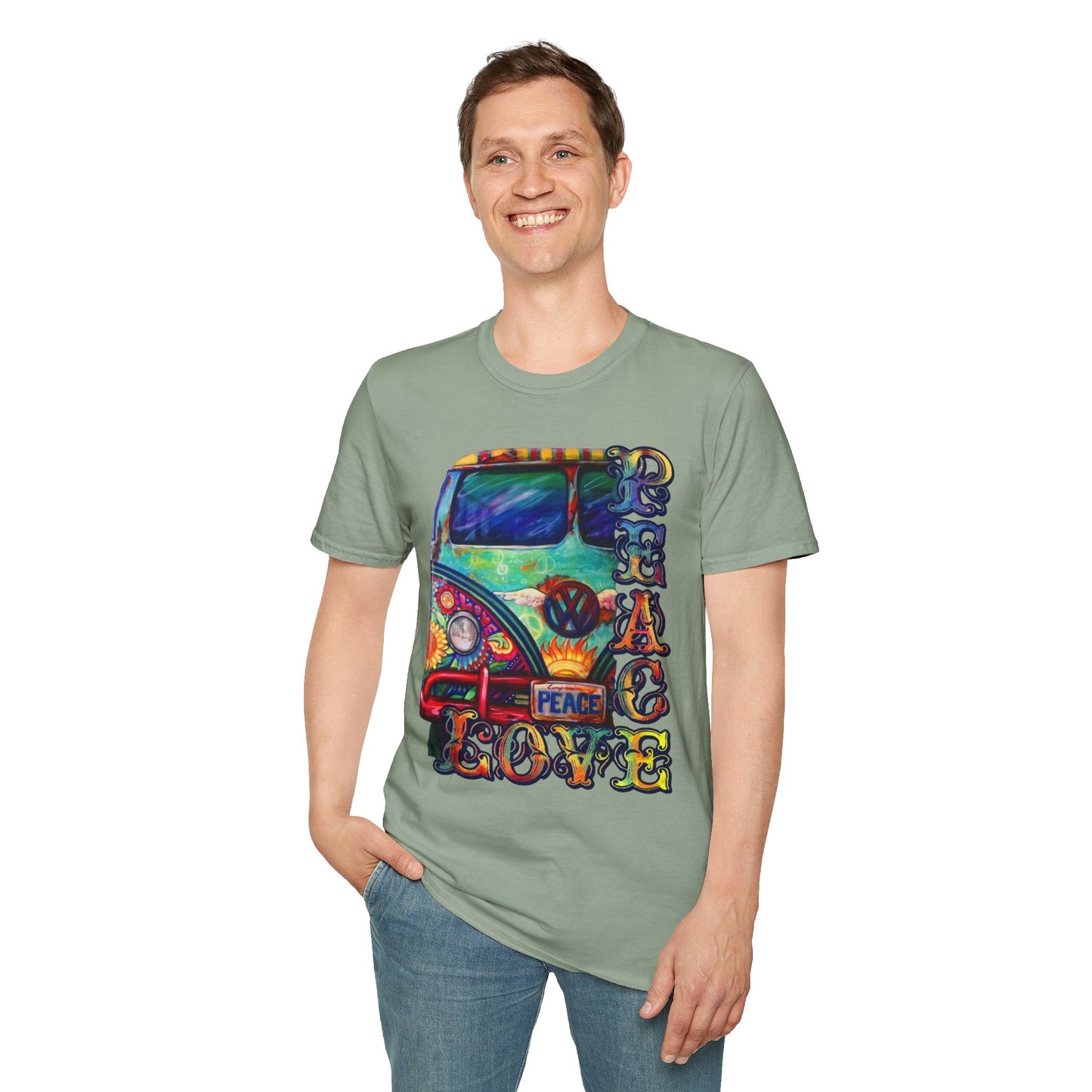 VW Groovy Peace & Love Retro Festival Shirt Tie-Dye T-Shirt