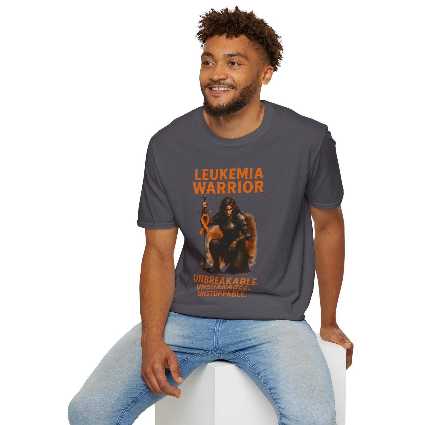 Leukemia Warrior T-Shirt - Unisex Softstyle Tee - Unbreakable, Unshakable, Unstoppable