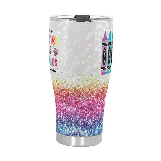Teachers - 3D Personalized 30oz Stainless Steel Tumbler - Custom Printed Insulated Cup for Hot & Cold Drinks - Ideal Gift for Teachers