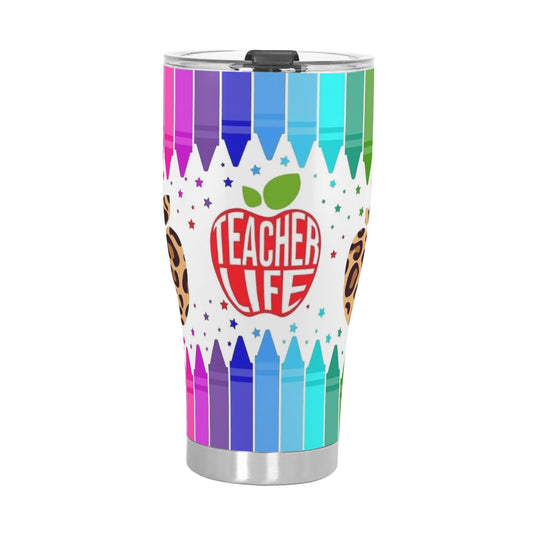 Teachers - 30oz Personalized Stainless Steel Tumbler - Custom Printed Insulated Cup for Hot & Cold Drinks, Gift for Coffee Teachers