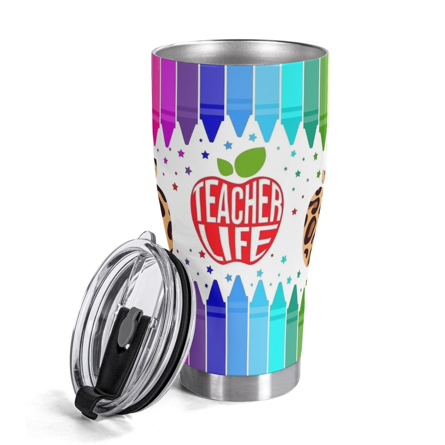Teachers - 30oz Personalized Stainless Steel Tumbler - Custom Printed Insulated Cup for Hot & Cold Drinks, Gift for Coffee Teachers
