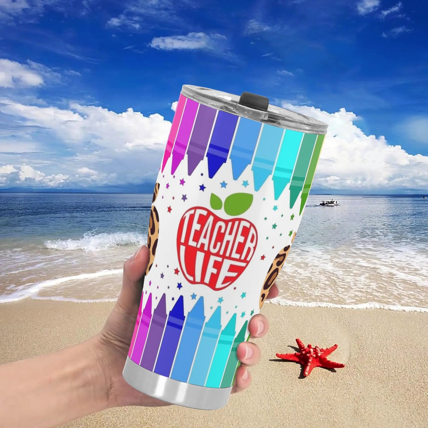Teachers - 30oz Personalized Stainless Steel Tumbler - Custom Printed Insulated Cup for Hot & Cold Drinks, Gift for Coffee Teachers