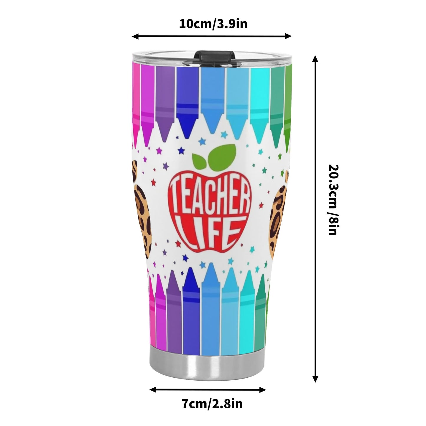 Teachers - 30oz Personalized Stainless Steel Tumbler - Custom Printed Insulated Cup for Hot & Cold Drinks, Gift for Coffee Teachers