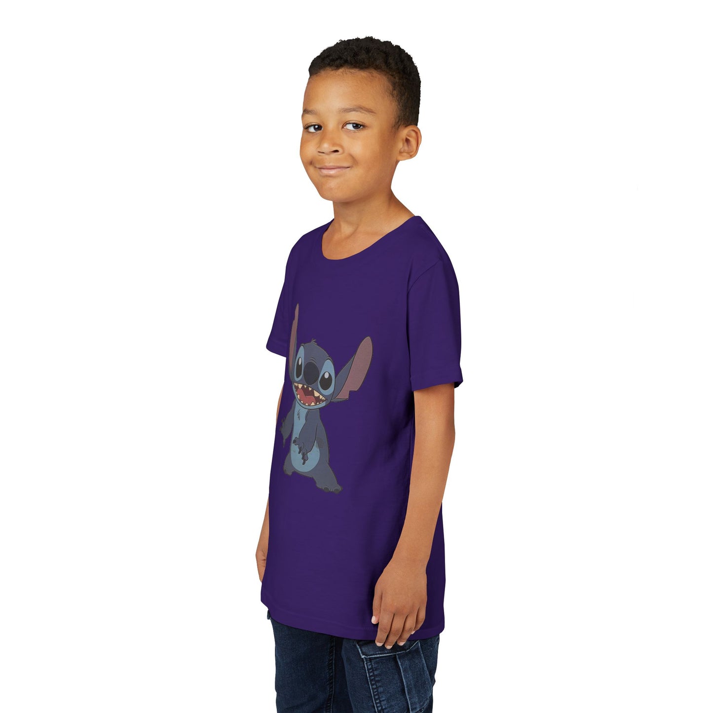Kids Short Sleeve Tee with Stitch, Cute Kids Tee, Fun Gift for Boys & Girls, Birthday Gift, Summer Wear, Kids' Fashion