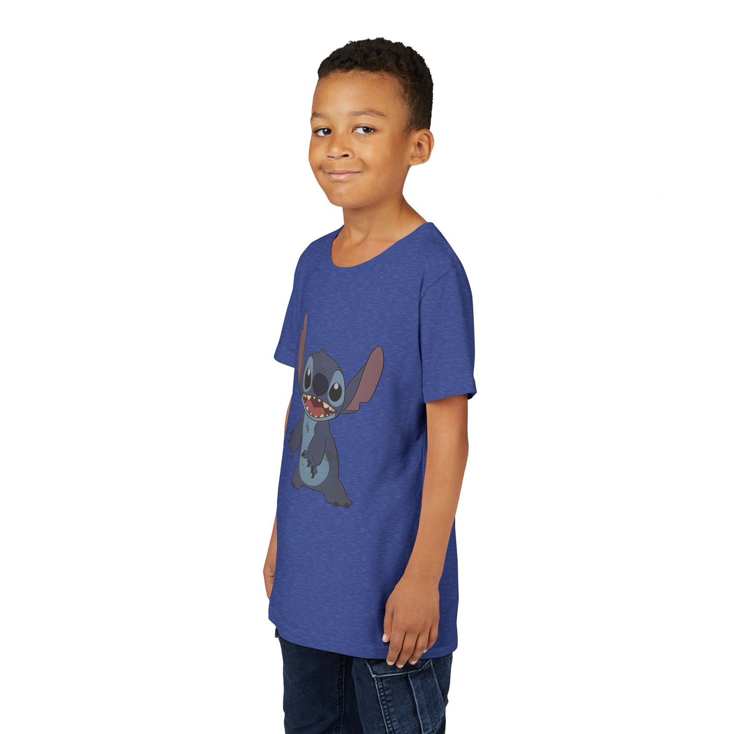 Kids Short Sleeve Tee with Stitch, Cute Kids Tee, Fun Gift for Boys & Girls, Birthday Gift, Summer Wear, Kids' Fashion