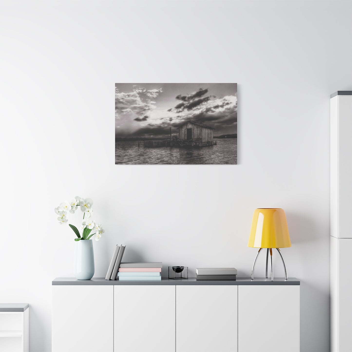 Serene Landscape Canvas Art, Rustic Home Decor, Black and White Wall Art, Perfect for Living Room, Gift for Nature Lovers