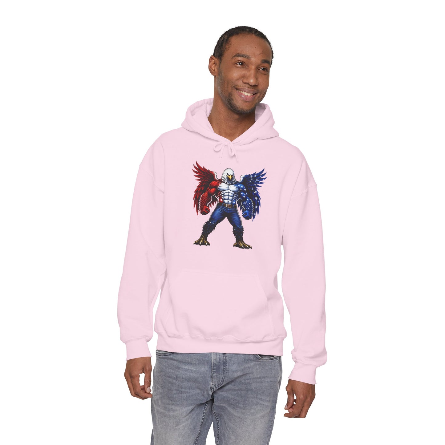Birdmanzilla Patriotic Eagle Warrior Hoodie | American Flag Wings, Bald Eagle Graphic