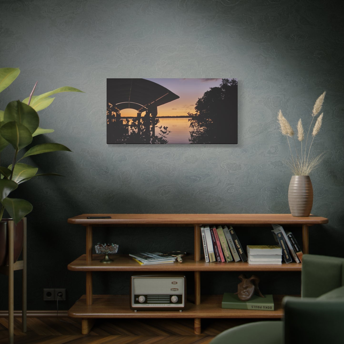 Serene and Vibrant Sunset on the River - Canvas Wal Art