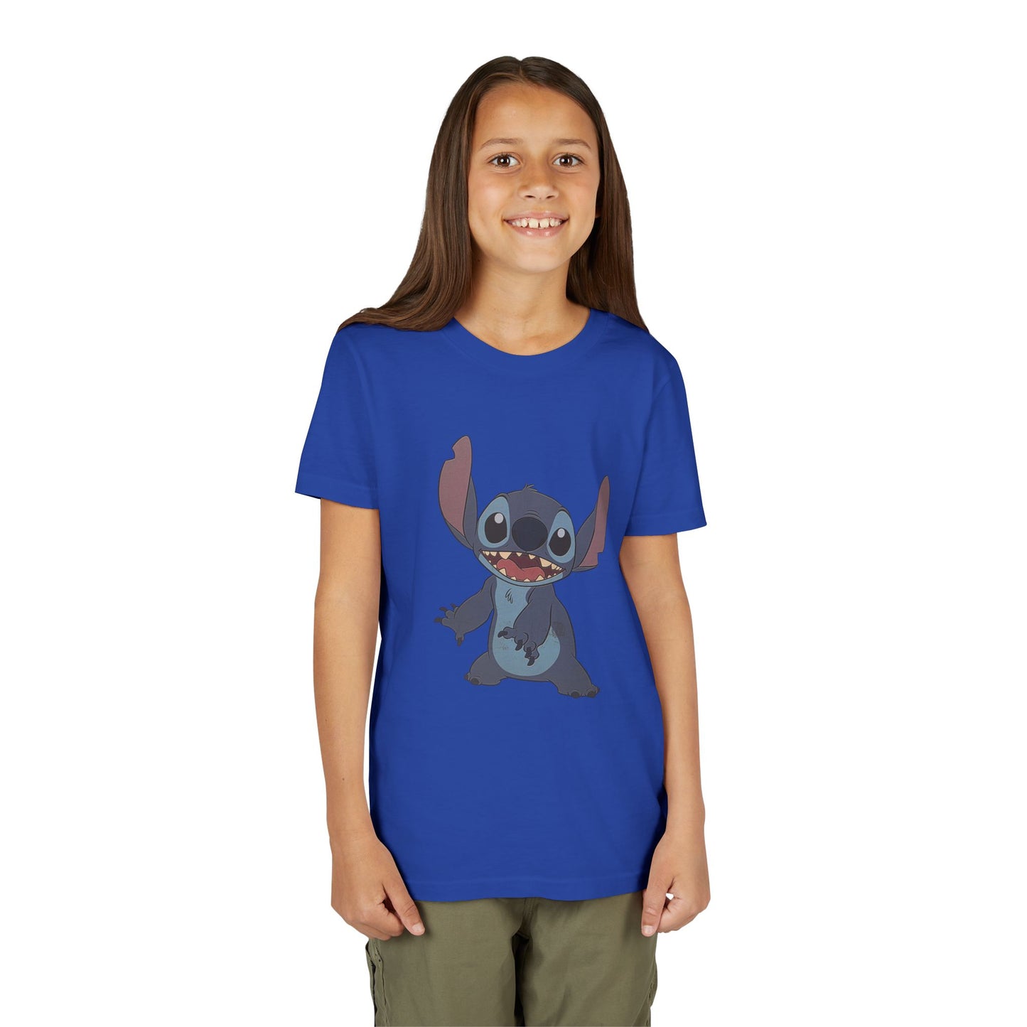 Kids Short Sleeve Tee with Stitch, Cute Kids Tee, Fun Gift for Boys & Girls, Birthday Gift, Summer Wear, Kids' Fashion