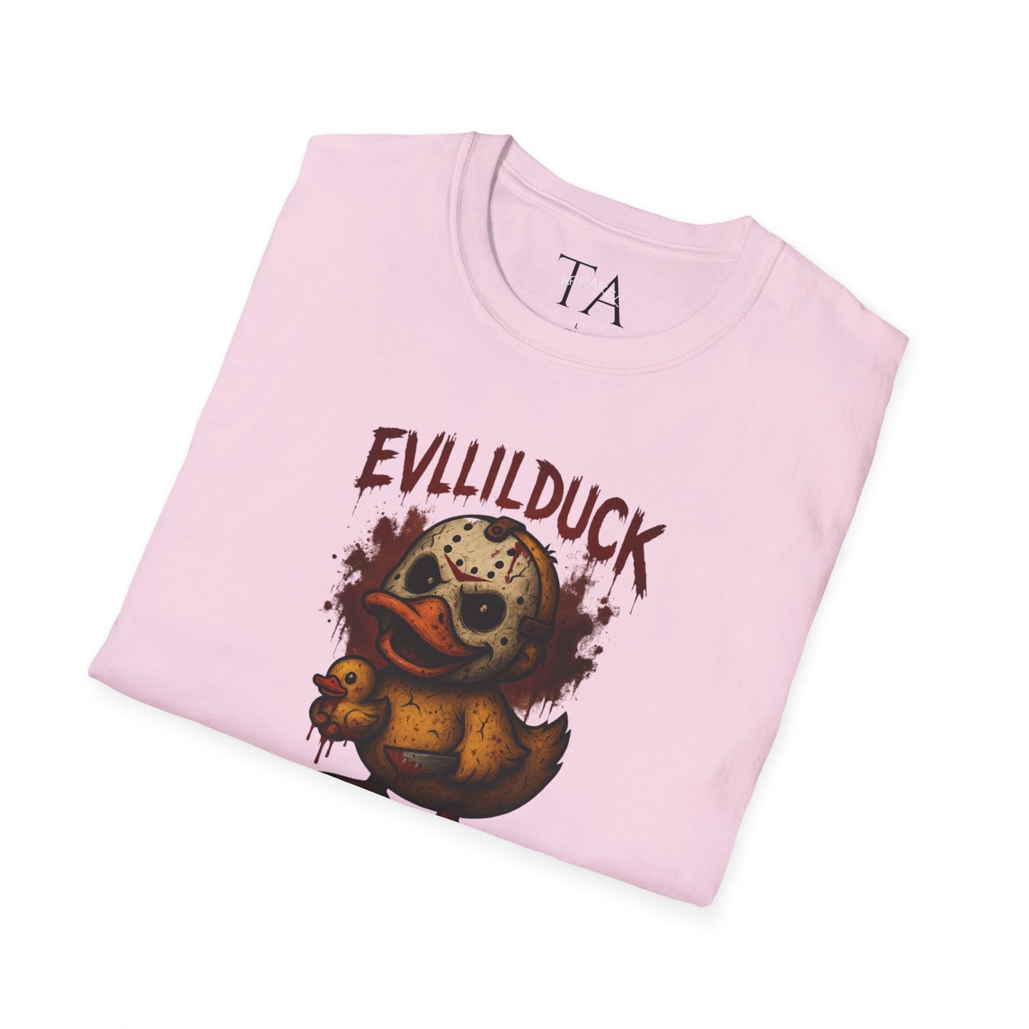 EVLLILDUCK Funny Graphic T-Shirt, Cute Duck Shirt, Unisex Softstyle Tee, Gift for Kids, Funny Quirky T-Shirt, Casual Wear, Halloween Apparel