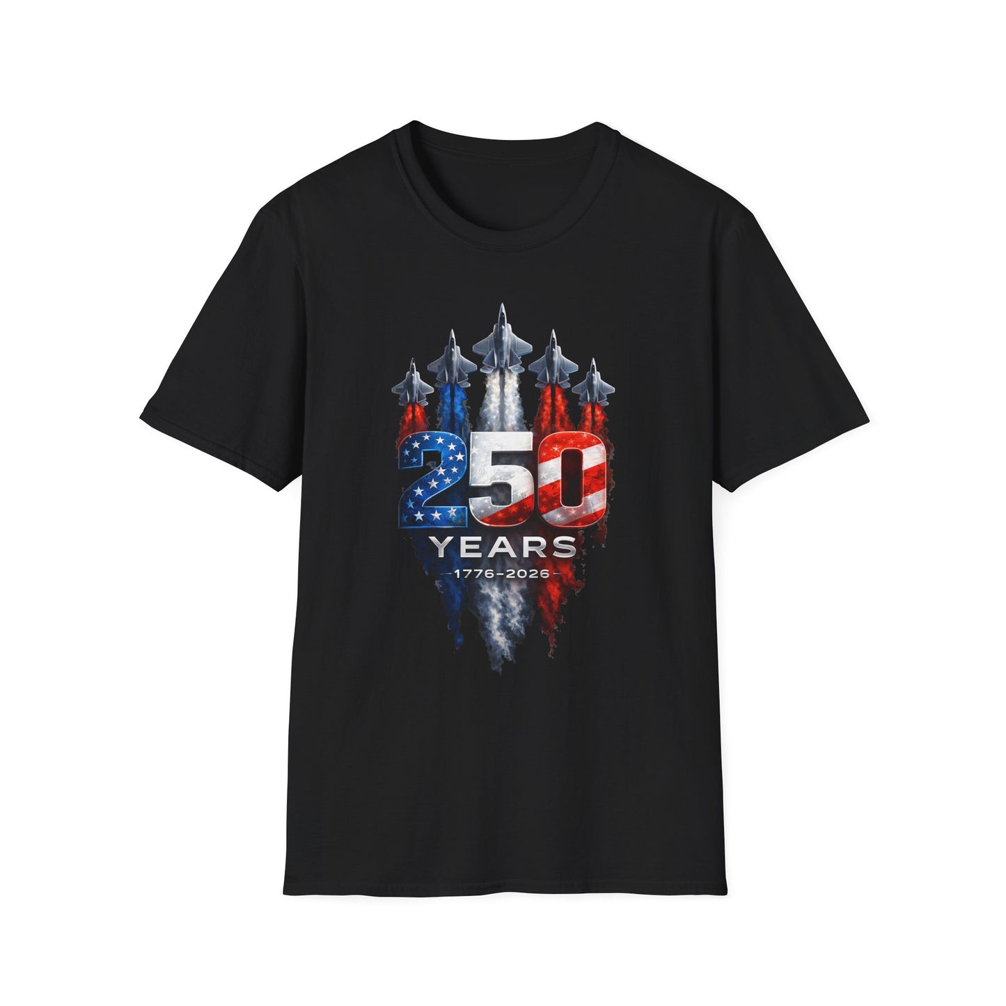 25th Anniversary USA T-Shirt — Patriotic Jet Formation USA Flag Design