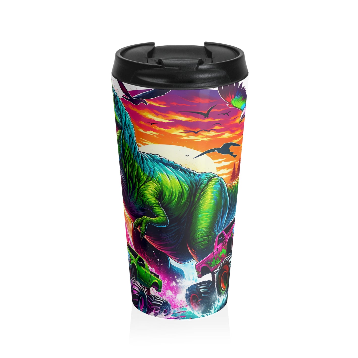 Kids Tumbler - Colorful Dinosaur Travel Mug - Fun Mug, Gift for Kids, Party Favor, Travel Accessory, Adventure Theme Mug