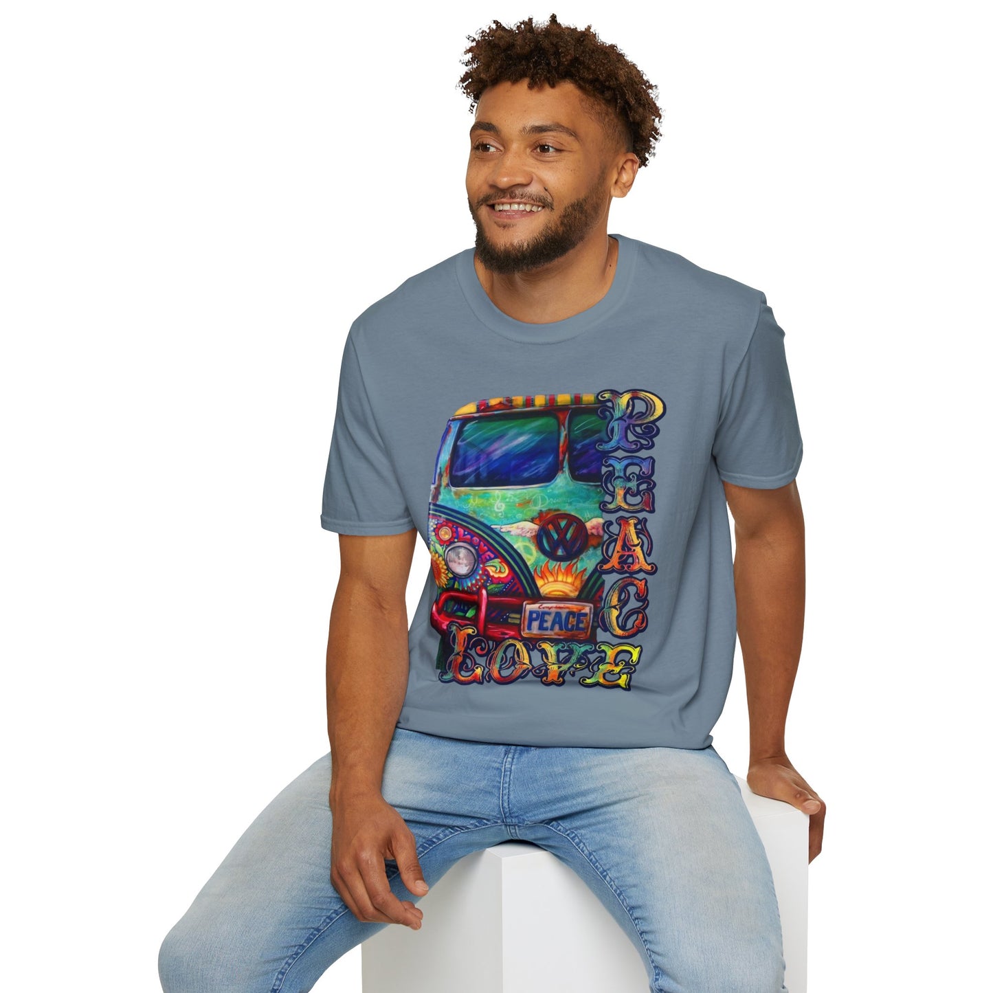 VW Groovy Peace & Love Retro Festival Shirt Tie-Dye T-Shirt