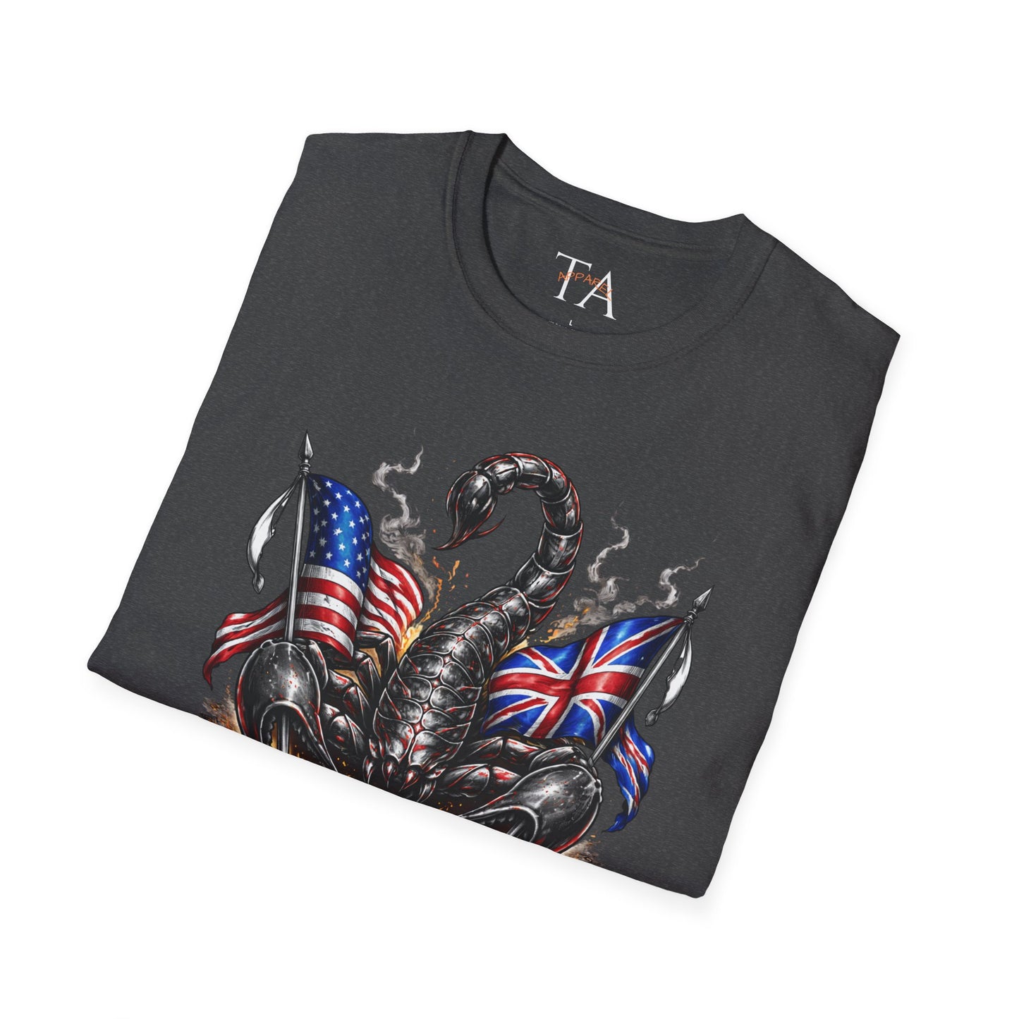 Scorpion design with US UK Flags T-Shirt | Patriotic Skull Tee