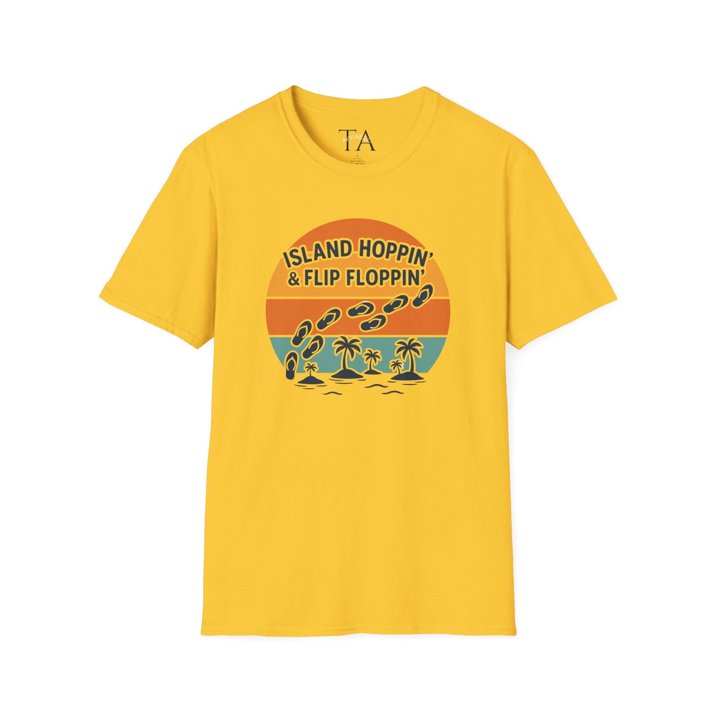Island Hoppin' Flip Floppin' Unisex Softstyle T-Shirt, Beach T-Shirt, Vacation Apparel, Summer Wear, Casual T-Shirt, Graphic Tee