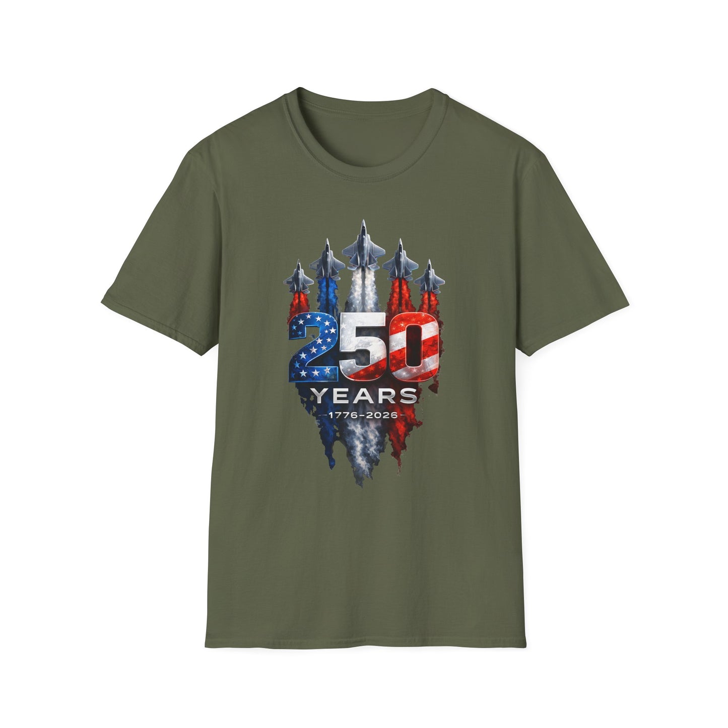 25th Anniversary USA T-Shirt — Patriotic Jet Formation USA Flag Design