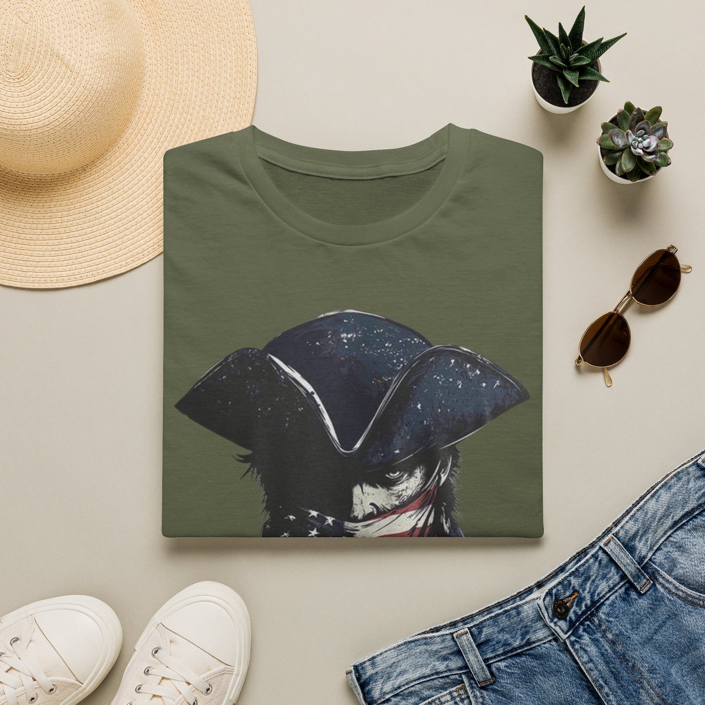 Patriotic Tricorn T-Shirt — 1776 Revolutionary Flag Bandana Tee