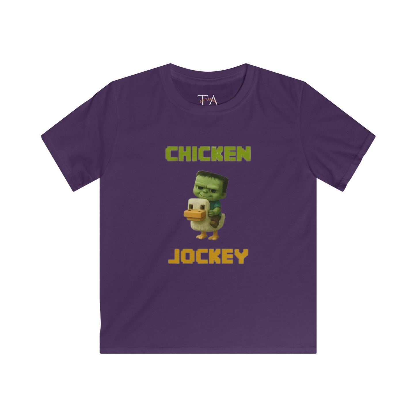 Kids' Chicken Jockey Tee, Fun Graphic T-Shirt for Children, Perfect for Birthdays, Playdates, Everyday Wear, Gift Idea