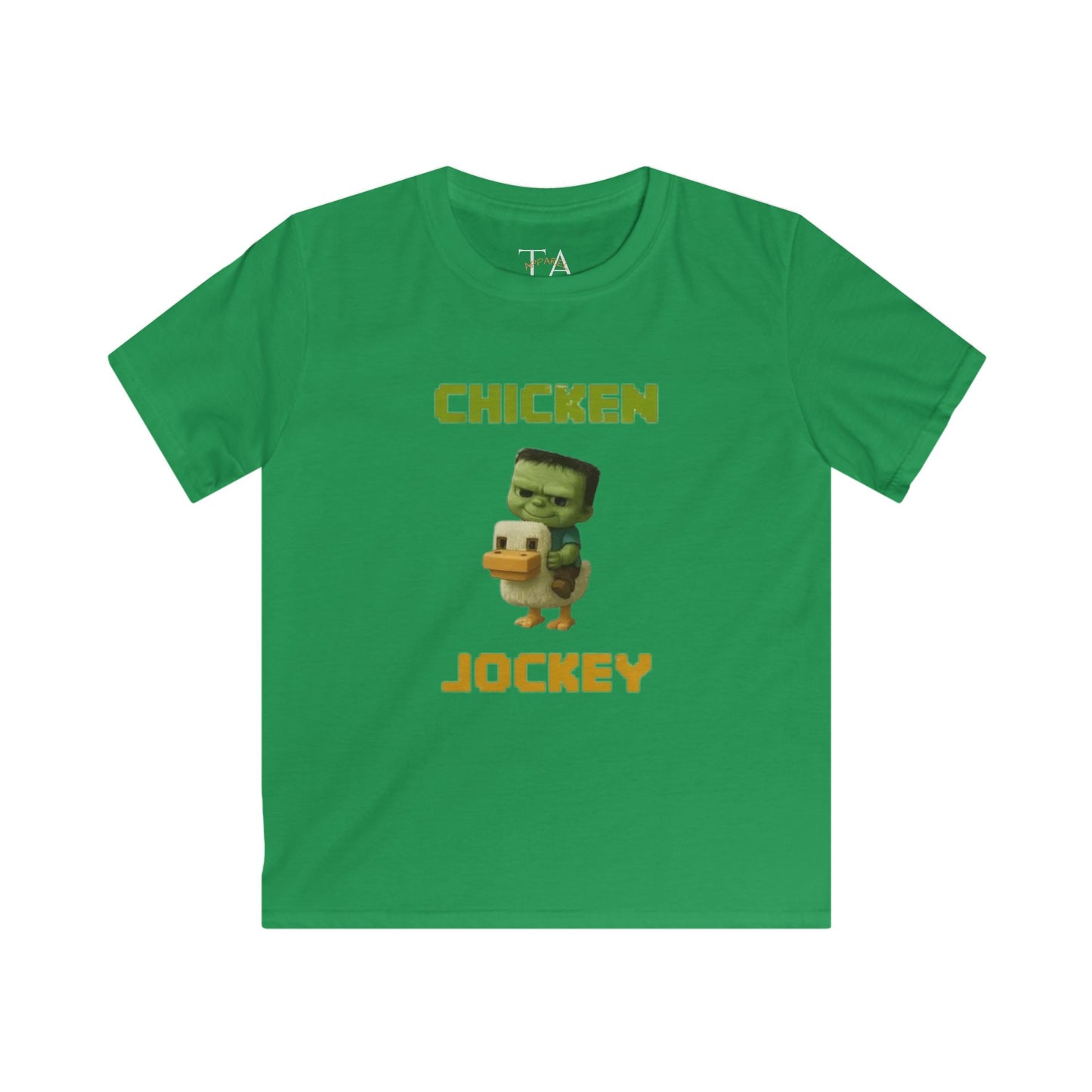 Kids' Chicken Jockey Tee, Fun Graphic T-Shirt for Children, Perfect for Birthdays, Playdates, Everyday Wear, Gift Idea
