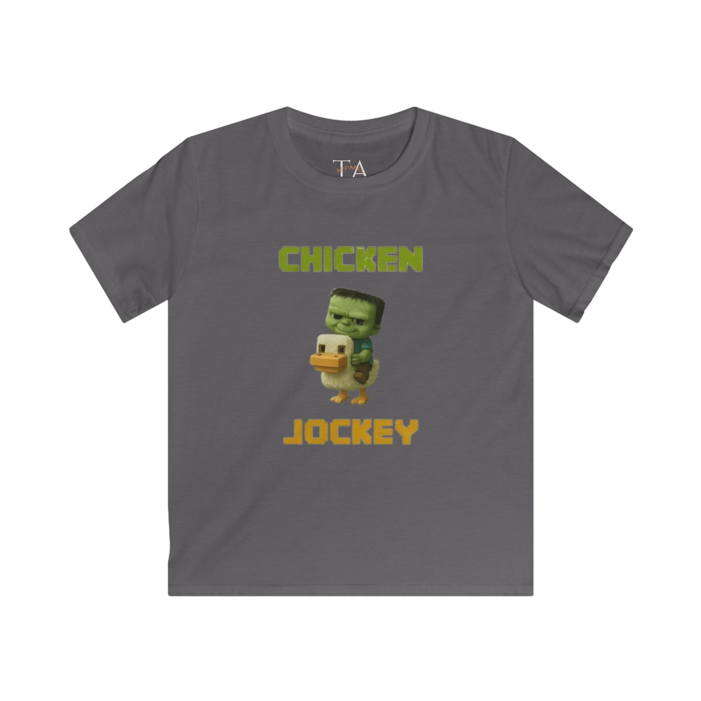 Kids' Chicken Jockey Tee, Fun Graphic T-Shirt for Children, Perfect for Birthdays, Playdates, Everyday Wear, Gift Idea