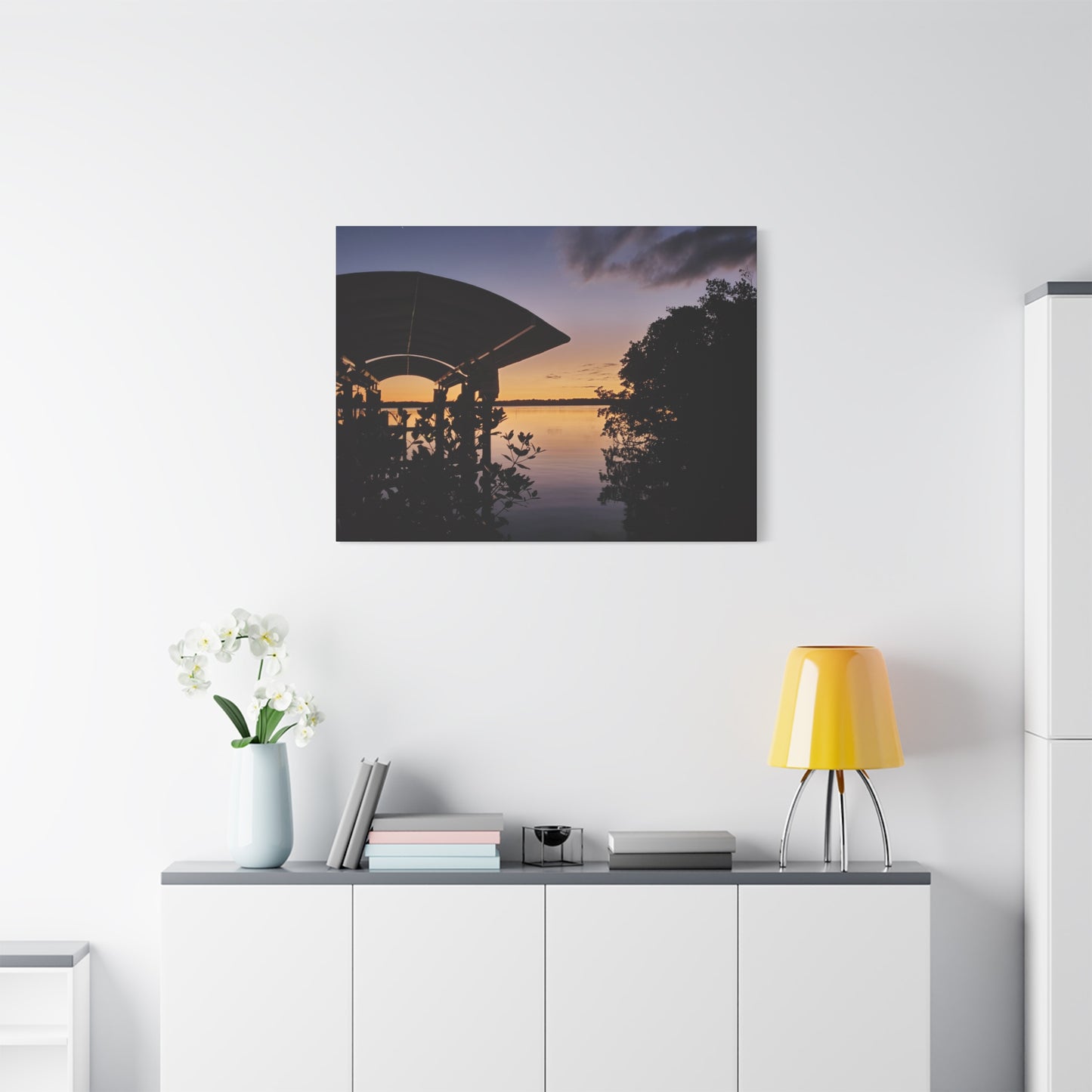 Serene and Vibrant Sunset on the River - Canvas Wal Art