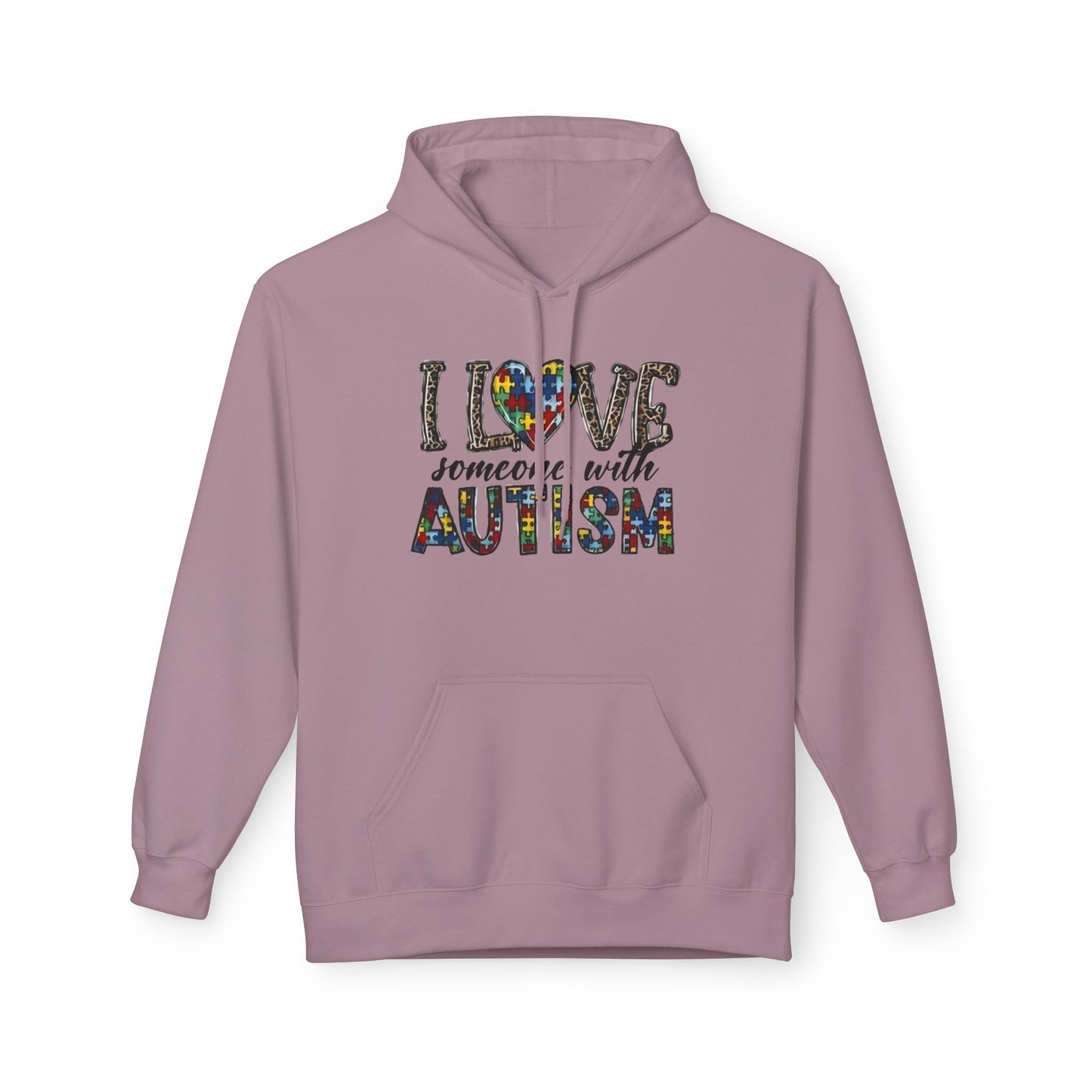 Autism Awareness Softstyle Hoodie - "I Love Someone With Autism" Puzzle Heart Design