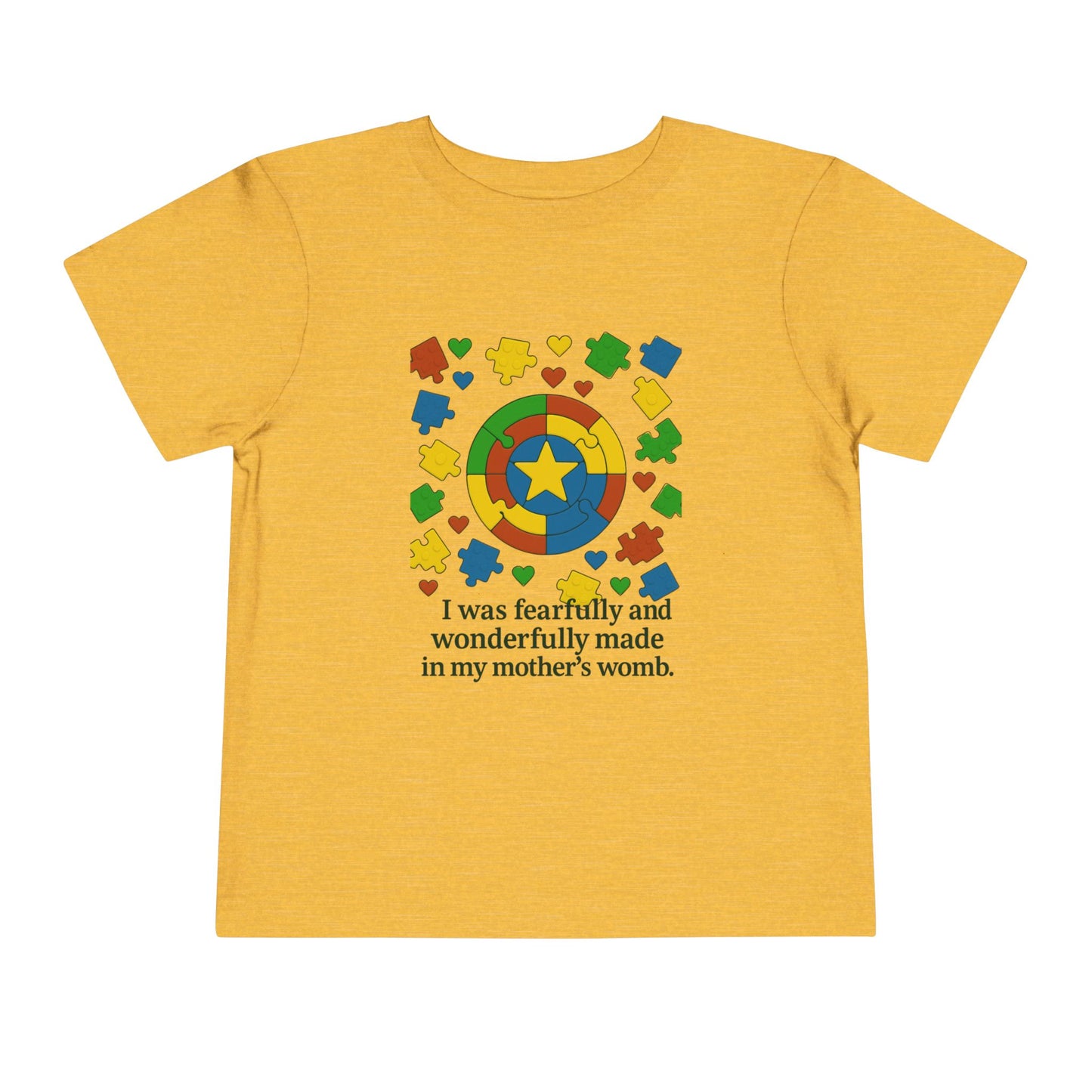 Autism Inspirational Tee - 'Fearfully and Wonderfully Made' - Toddler T-Shirt -  Cute Gift for Kids, Baby Shower, Religious Celebrations