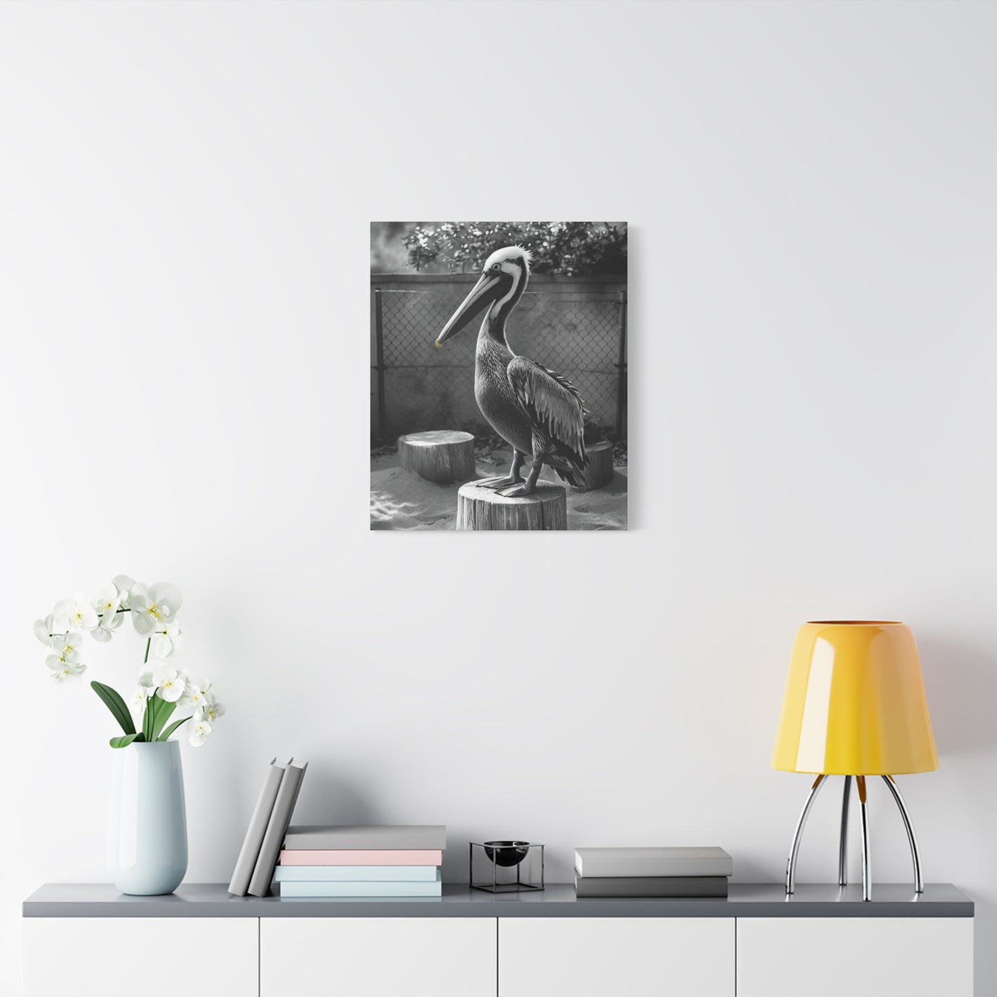 Serene Black and White Pelican Canvas Art