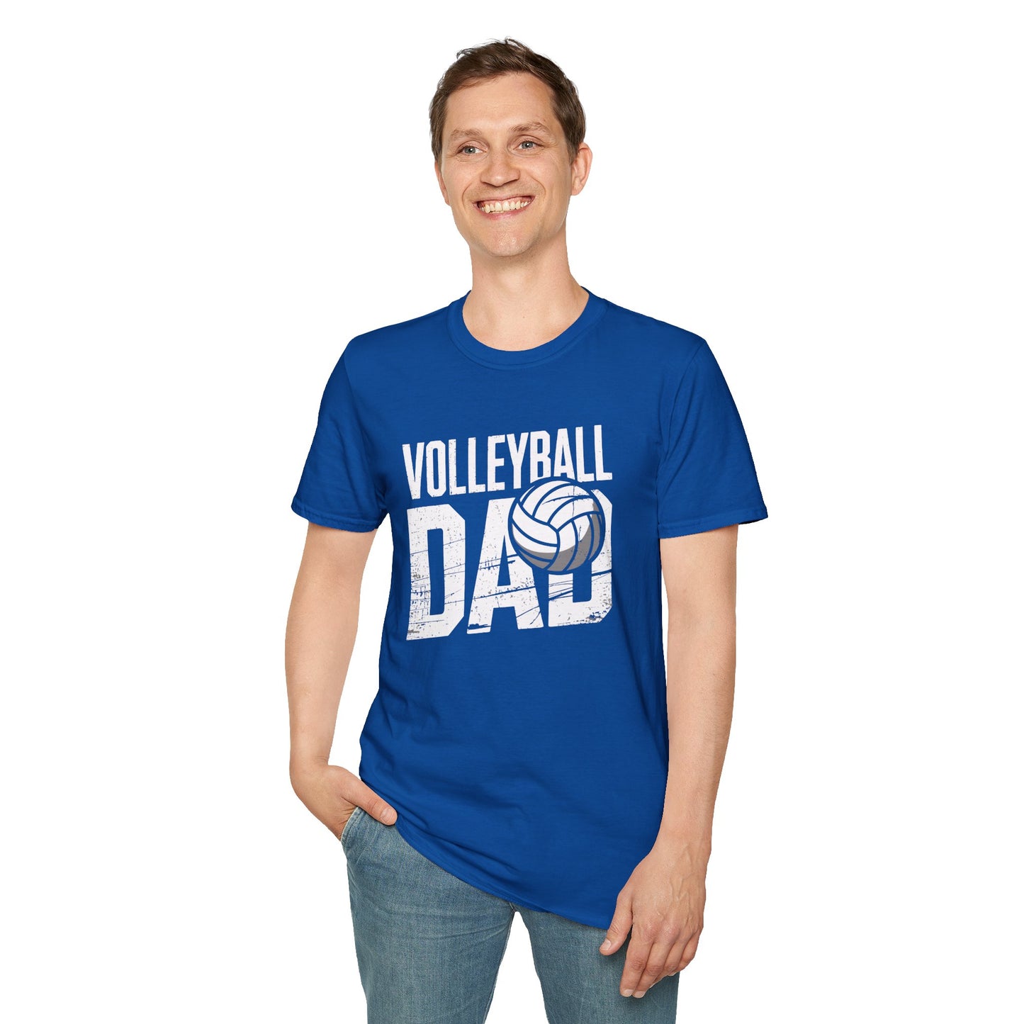 Volleyball Dad Distressed Design Unisex T-Shirt - Customize with Player Number