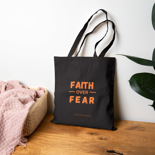 Cotton Canvas Tote Bag Faith Over Fear Cotton - Motivational Eco-Friendly Tote