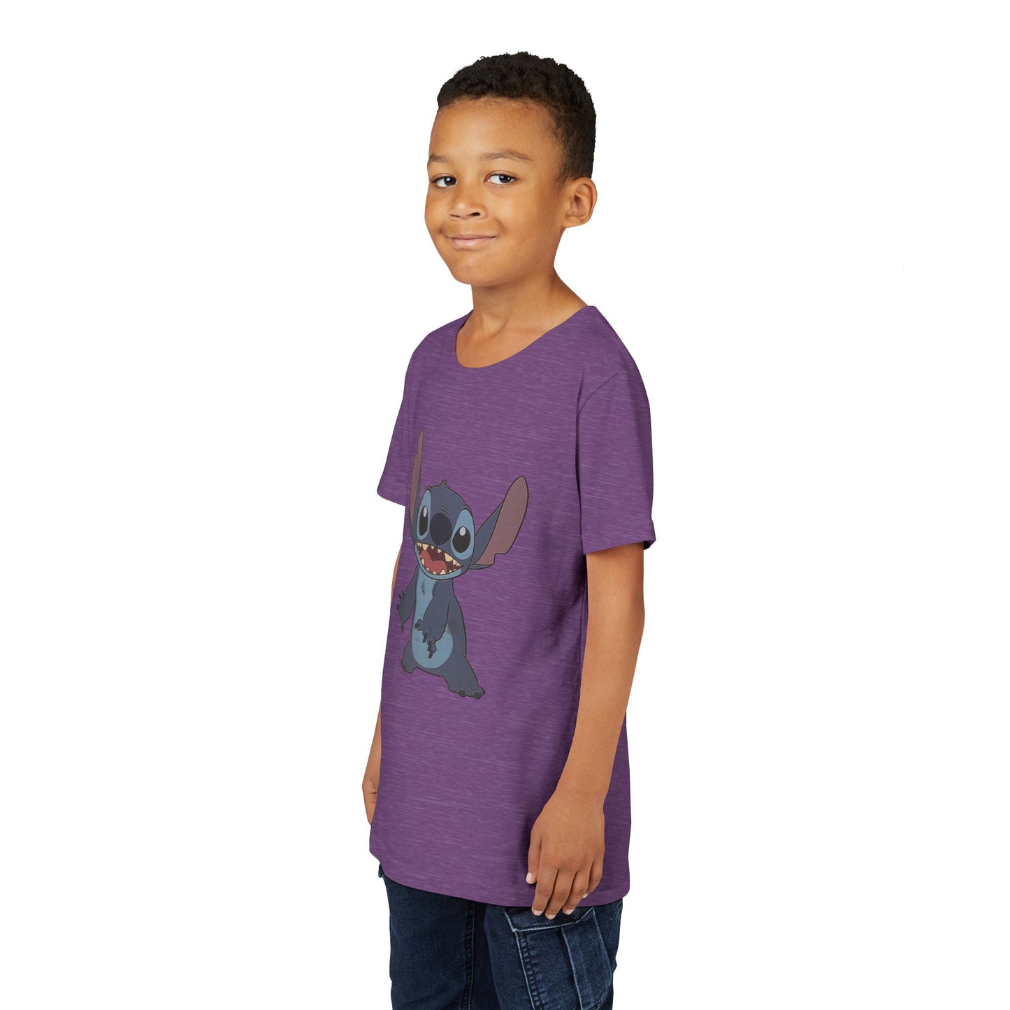 Kids Short Sleeve Tee with Stitch, Cute Kids Tee, Fun Gift for Boys & Girls, Birthday Gift, Summer Wear, Kids' Fashion