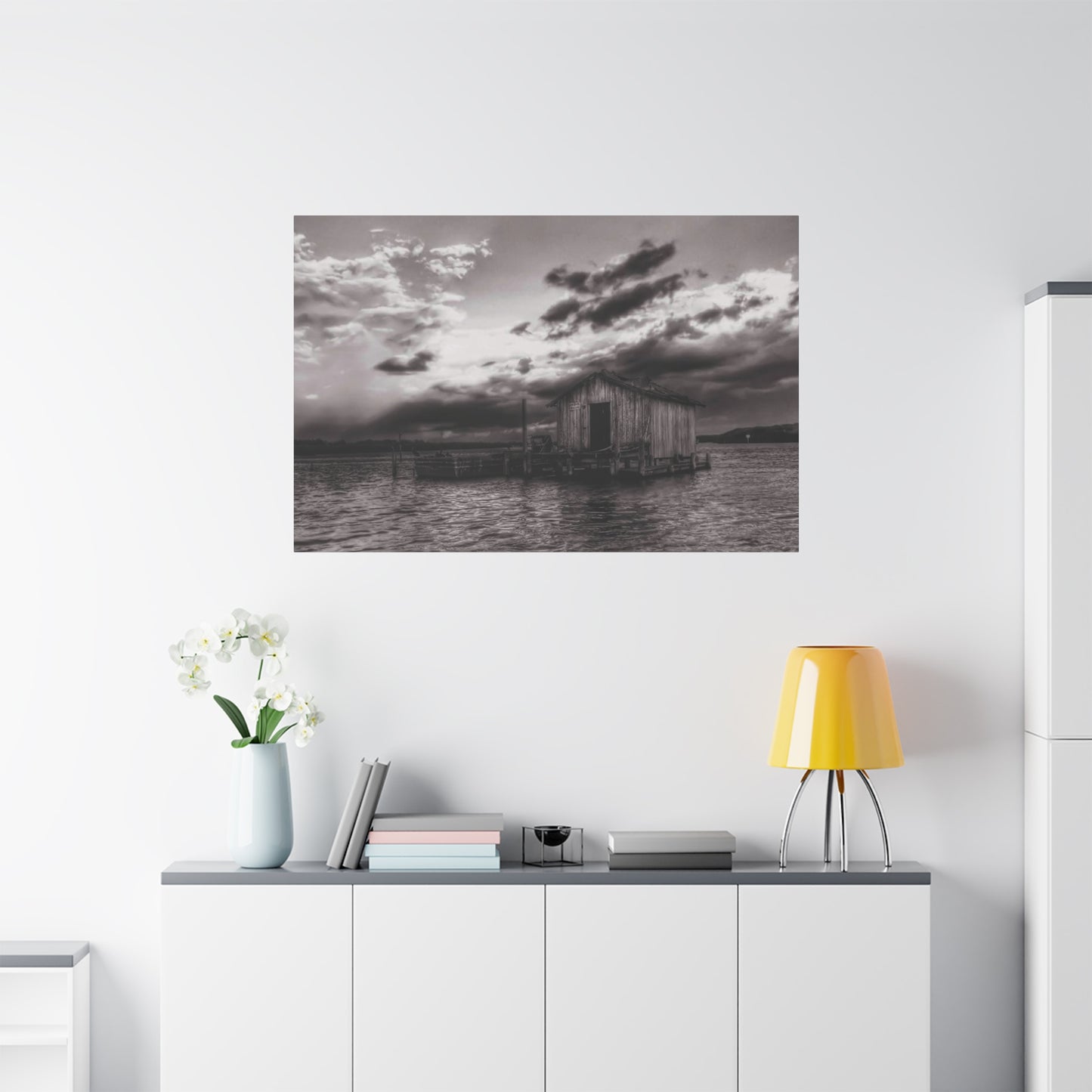 Serene Landscape Canvas Art, Rustic Home Decor, Black and White Wall Art, Perfect for Living Room, Gift for Nature Lovers