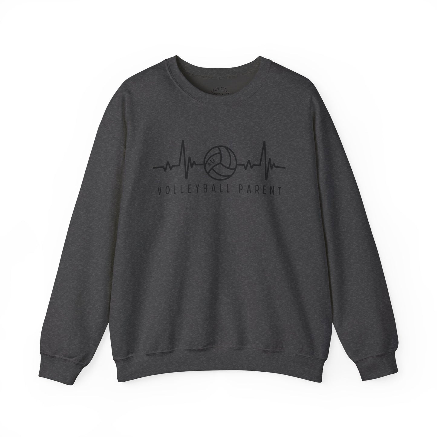 Volleyball Parent Heartbeat Sweatshirt Customizable, Cozy Gift for Sports Lovers, Perfect for Game Days, Unisex Crewneck, Soft and Stylish