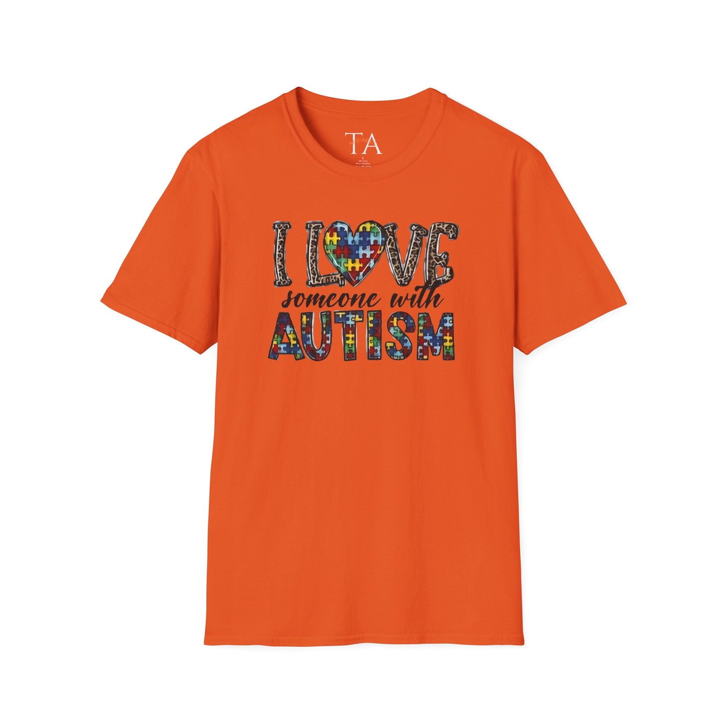 Autism Awareness Unisex T-Shirt - I Love Someone with Autism Design